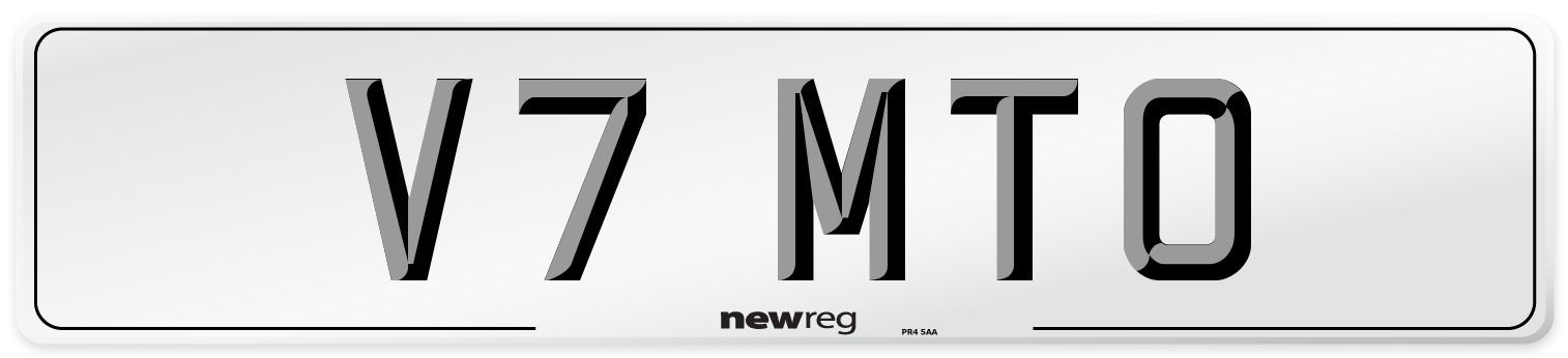 V7 MTO Number Plate from New Reg